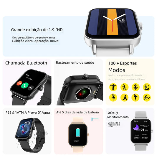 Smartwatch ColMi 1.9” com Chamada Bluetooth e Monitor de Saúde Completo